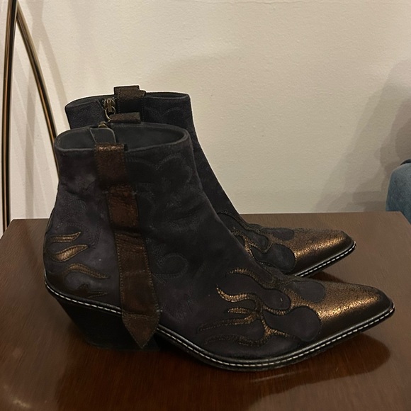 Donald J Pliner Women’s Jody Cowboy Boots Bronze Flames Pointed Toe Size 7 - Picture 5 of 9